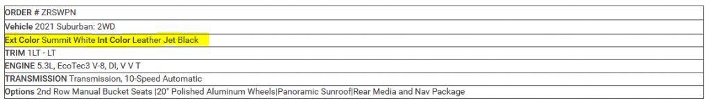 Specials - Exterior and Interior Color