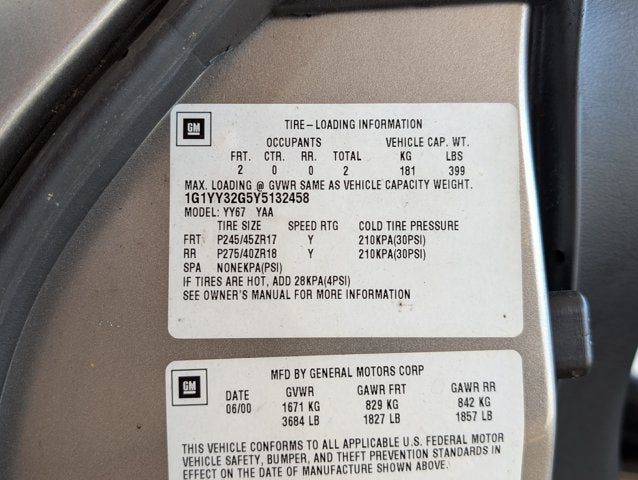 2000 Chevrolet Corvette 2dr Convertible