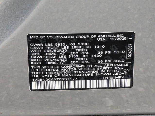 2026 Volkswagen Atlas 2.0T SEL
