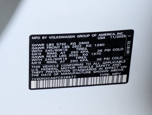 2026 Volkswagen Atlas 2.0T SE