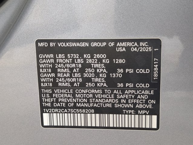 2025 Volkswagen Atlas 2.0T SE