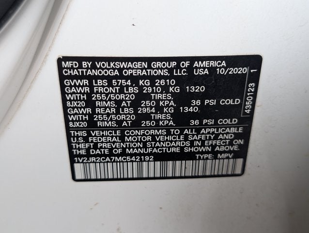 2021 Volkswagen Atlas 3.6L V6 SE w/Technology