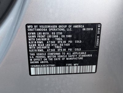 2019 Volkswagen Atlas 3.6L V6 SE w/Technology