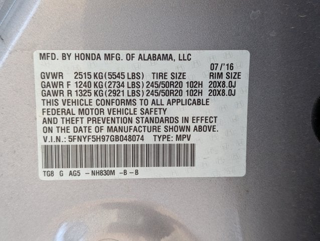 2016 Honda Pilot Touring