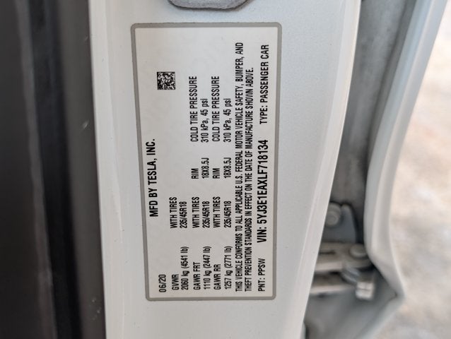 2020 Tesla Model 3 Standard Range Plus
