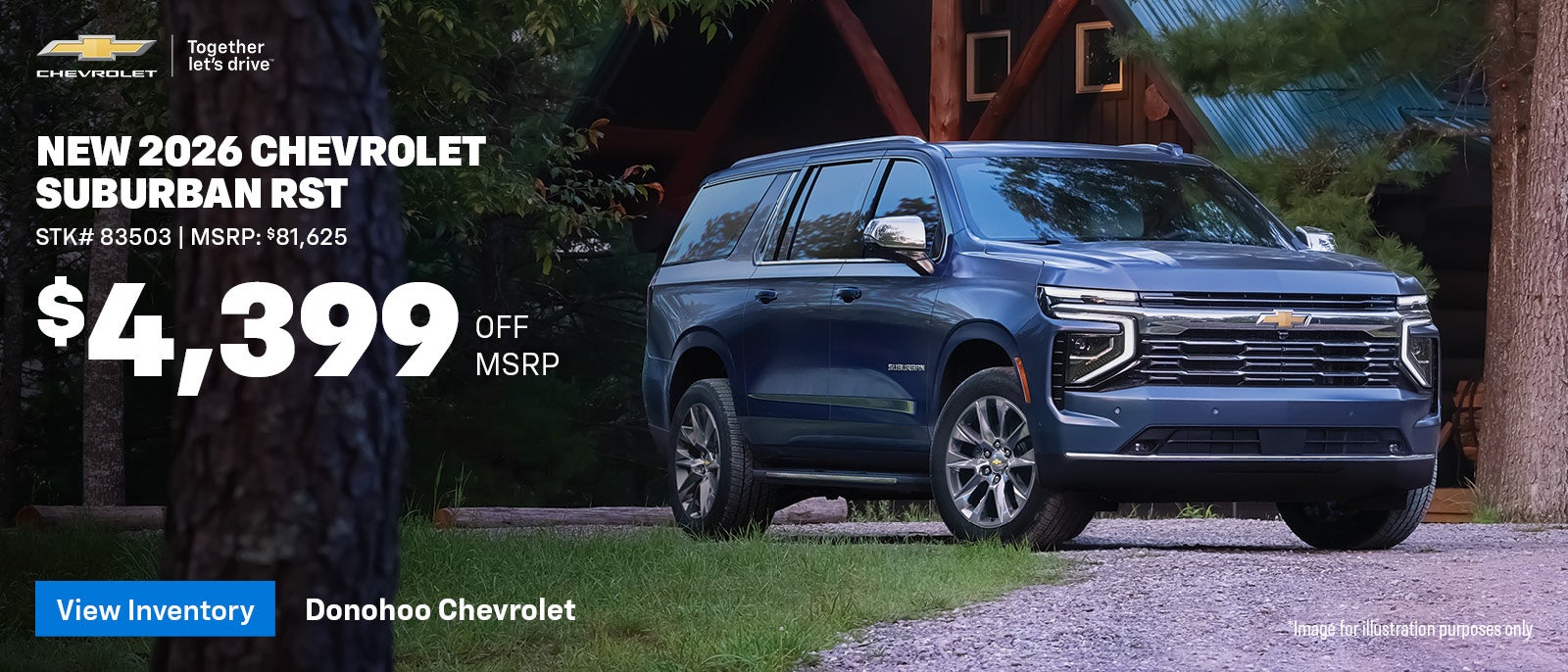 Get $4,399 off MSRP on a new 2026 Chevy Suburban